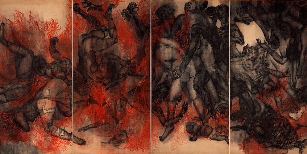 Ghosts I (1950) by Iri Maruki and Toshi Maruki. Paper, Indian ink. Artworks courtesy of Maruki Gallery for the Hiroshima Panels