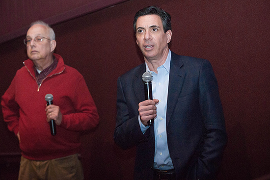 COM professor and author of 13 Hours, Mitch Zuckoff, answers questions following the screening on Tuesday, January 26, 2016.