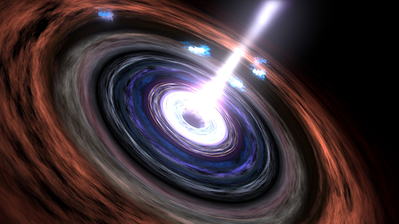 artisitic rendering of a Blazar in a Super Massive Black Hole
