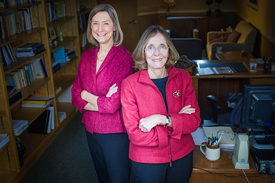 Karen Brouhard (left) and Bonnie Teitleman, both licensed clinical social workers, are counselors at the Faculty & Staff Assistance Office. Photo by Jackie Ricciardi