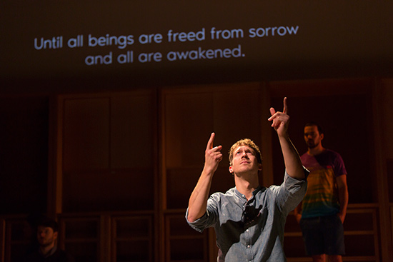 Russell Harvard performs as the character Knox in Huntington Theatre's production of I Was Most Alive With You by playwright Craig Lucas