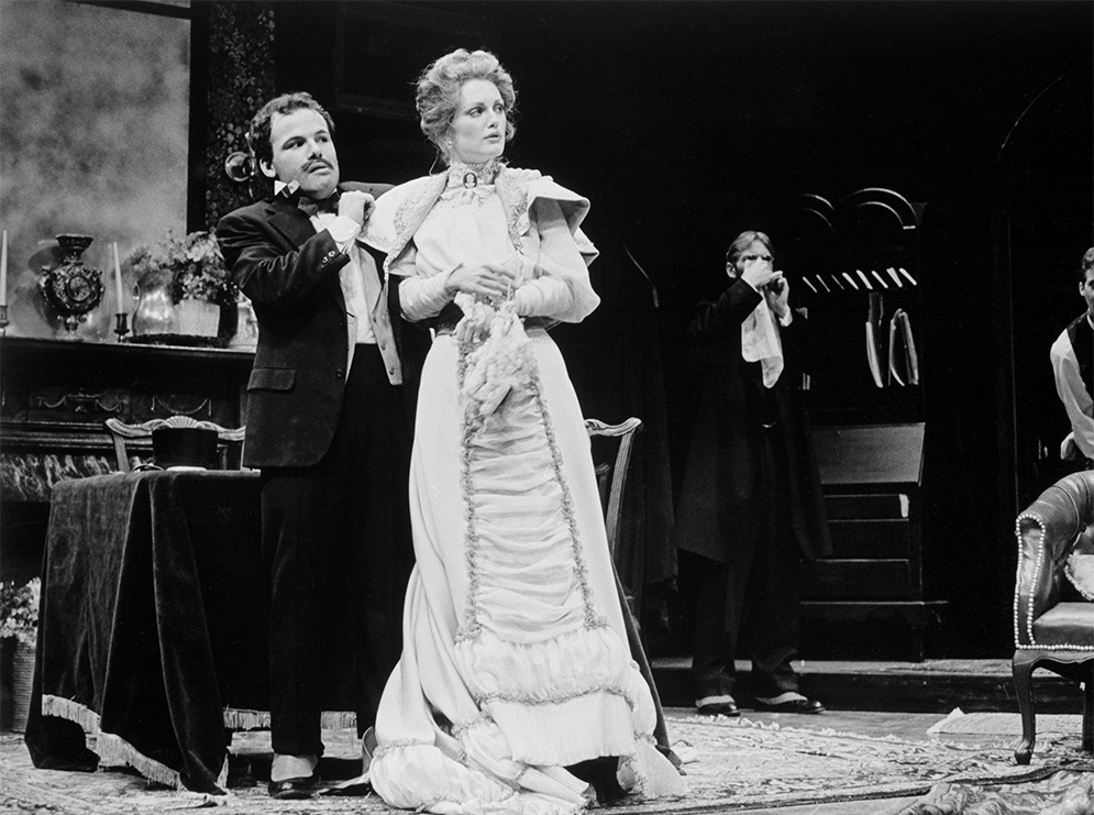 Julianne Moore performs in the stage production in A Flea in Her Ear, 1983