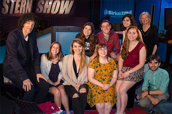Members of Boston University student radio station WTBU with Howard Stern in the Howard Stern Show studio
