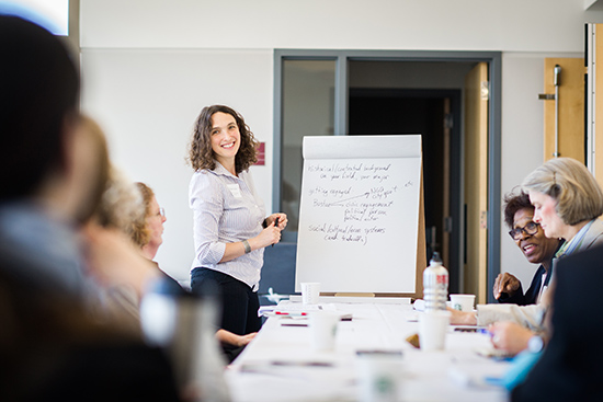 Margaret Litvin, a CAS associate professor of modern languages and comparative literature in a meeting