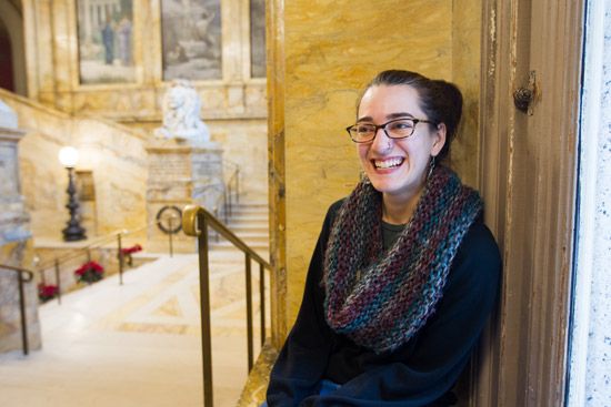 Lisa Rosinsky inside Boston Public Library