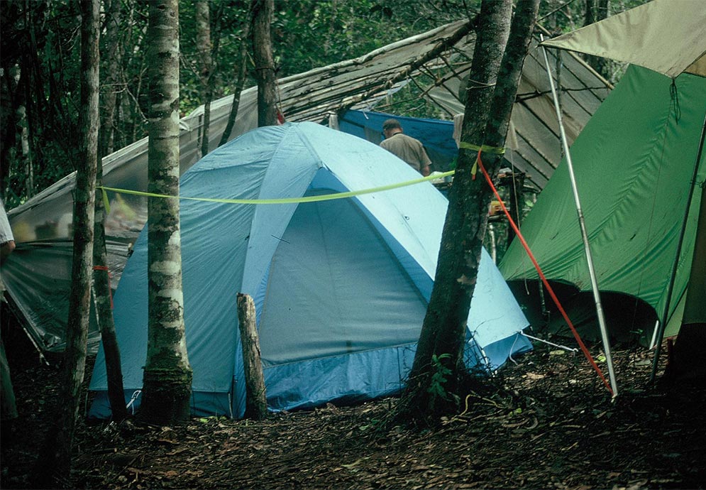Bird research camp in Varirata National Park, New Guinea