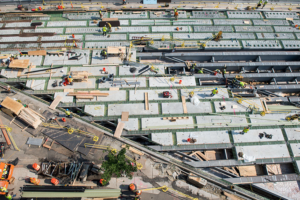 Aerial view of construction