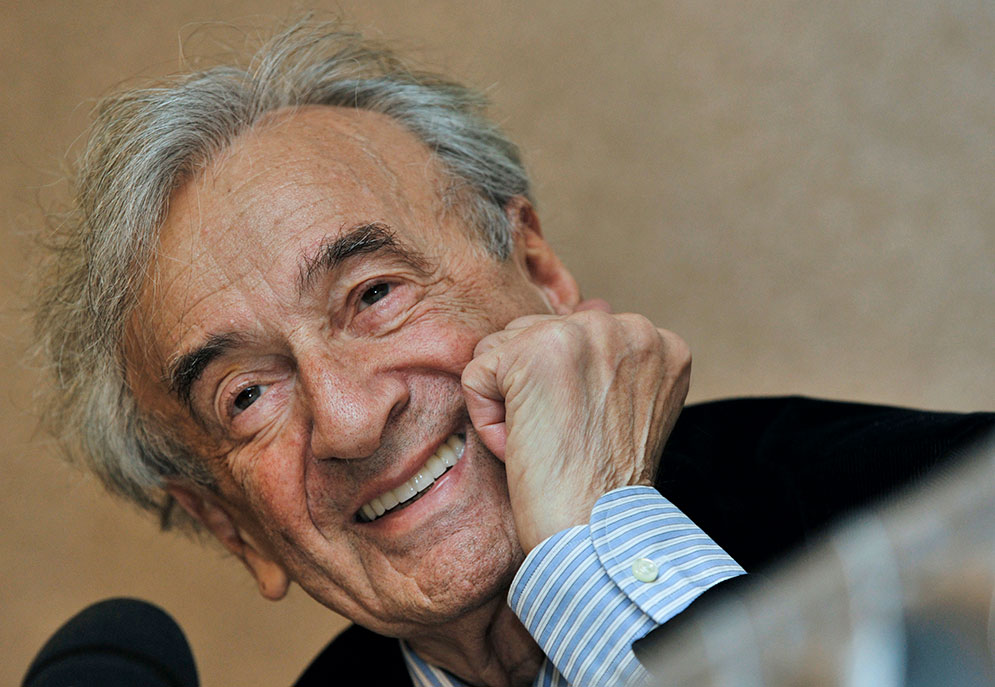 Portrait of Elie Wiesel, grinning
