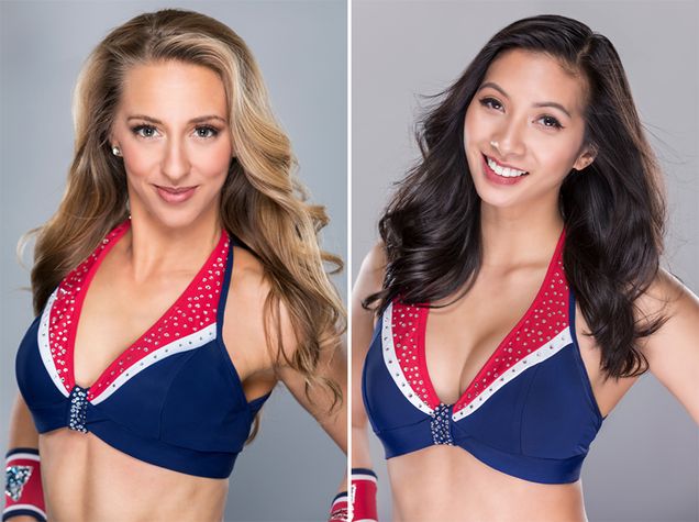 Headshots of BU alum Patriots cheerleaders