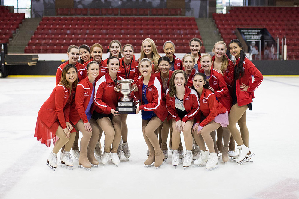 The BU Figure Skating Club took the national title at the US Intercollegiate Team Championships at Miami University of Ohio April 2, breaking the University of Delaware’s four-year title streak. Photo by Sarah Arnold