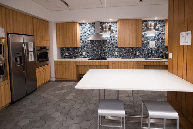 The newly renovated state-of-the-art communal kitchen in Global Housing