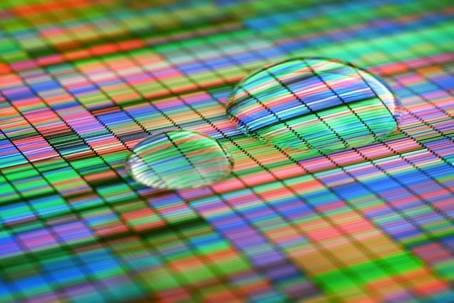 3D Illustration of a method of colored DNA sequencing