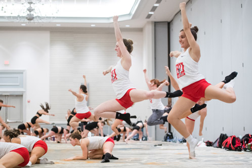 practicing double attitude jumps