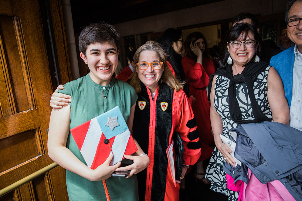 Mayor of San Juan, Puerto Rico, Carmen Yulín Cruz Soto poses for a photo with Boston University Class of 2018 graduate Laura Torres.