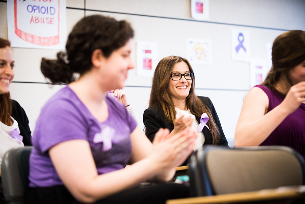 Students in Professor Michael Siegel's Public Health Advocacy class participate in a mock hearing regarding a current public health issue.