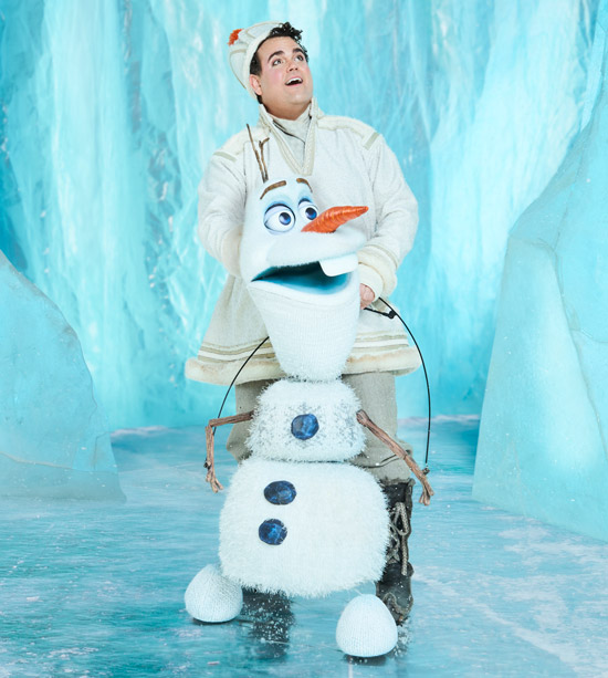 Greg Hildreth in costume as Olaf from "Frozen, the Broadway Musical"