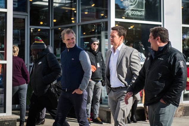 Mark Wahlberg walks down Commonwealth Ave