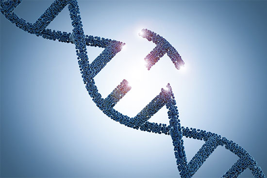 Concept image showing a gene with a chunk taken out of it representing gene editing