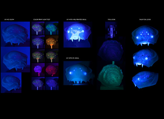 3D digital model of the moon beast with various lighting effects