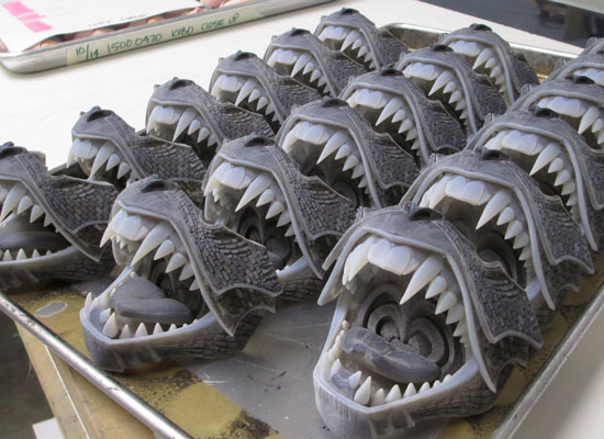 rows of heads/mouths for the moon beast puppet