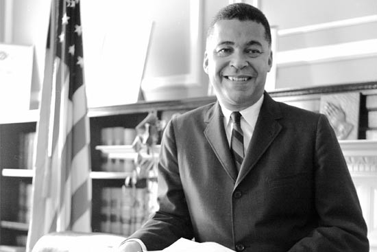 10/29/1963 -- Boston, Massachusetts Senator Edward Brooke in his State House Office October 29, 1963. Photo by Boston University Photography