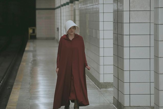 Offred, the heroine in The Handmaids Tale stands in the Arlington Station