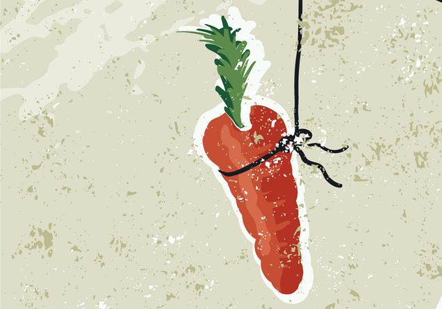 Illustration of a carrot dangling on a string