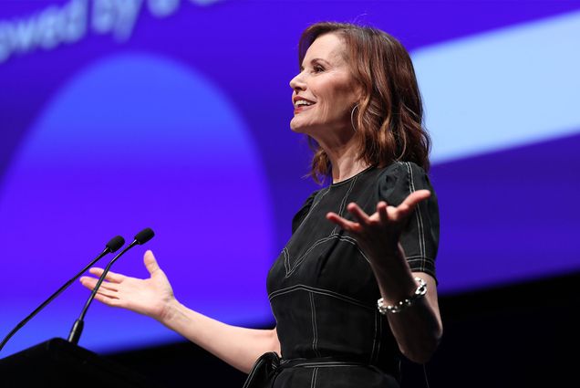 Geena Davis delivers the keynote address at the 2019 Power of Inclusion Summit