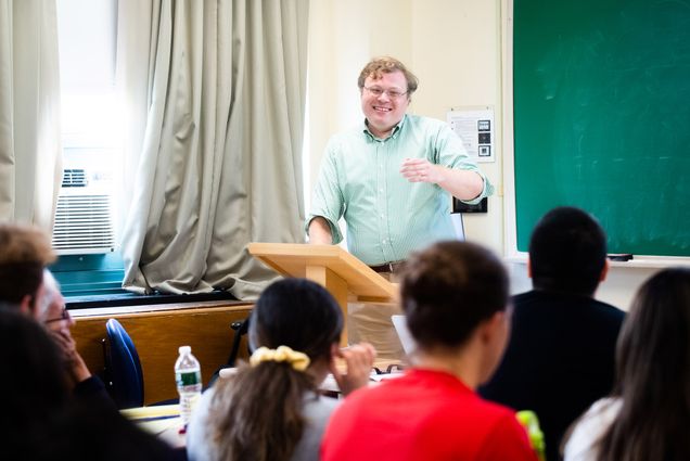 Andrew David, a CAS lecturer in history, discusses the impeachments of past US presidents in his 20th-Century American Presidency class
