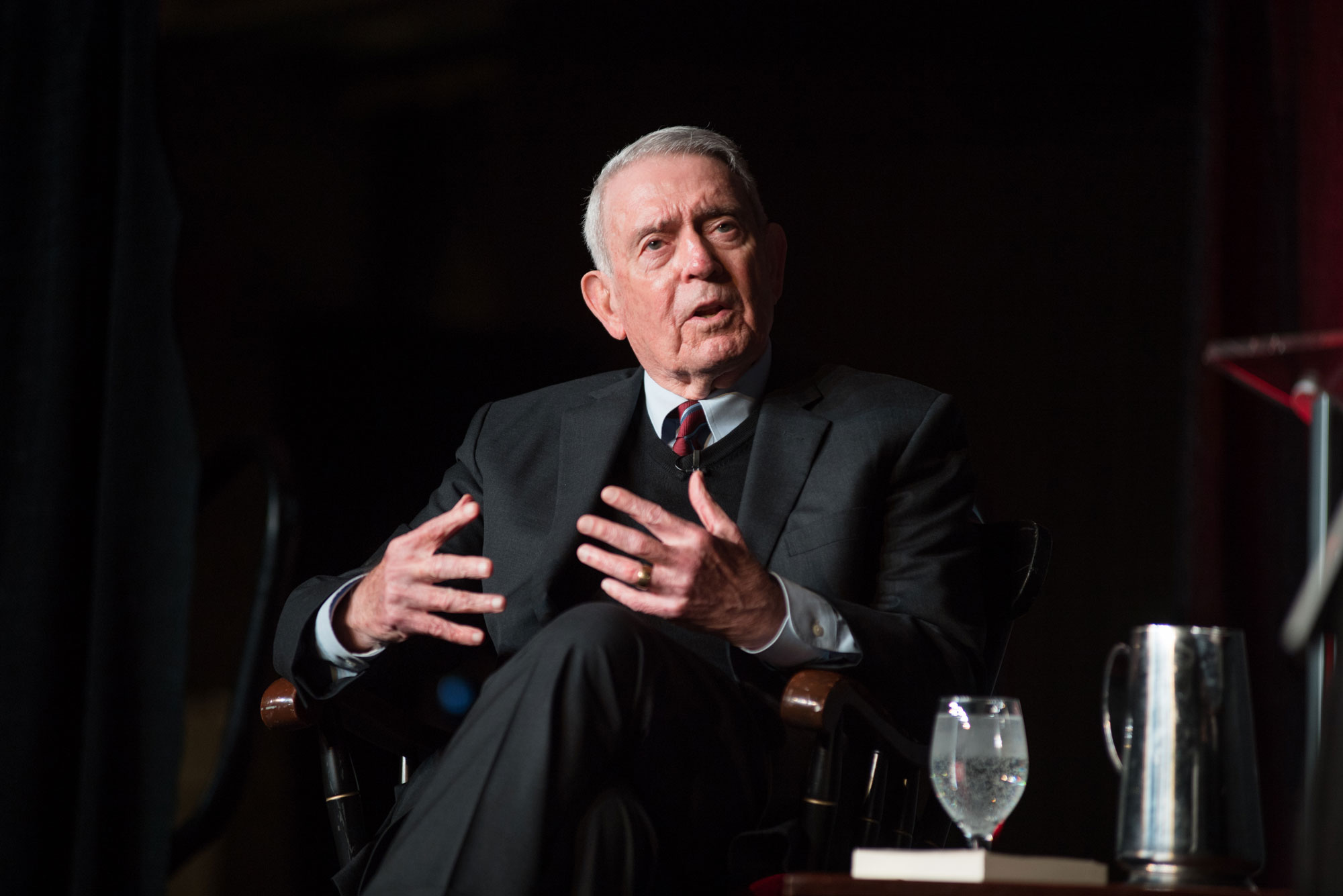 Dan Rather speaks on the themes of his new book "What Unites Us" at the GSU Ballroom November 19, 2019.