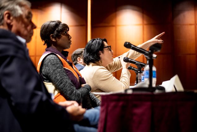Panelist Jaime Lewis, CEO of Mayflower Medicinals, asks questions during the 3rd Annual Innovate@BU Cannabis Startup Competition