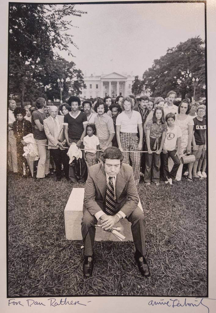 Dan Rather on the day of President Nixon's resignation, as seen by photographer Annie Leibowitz.