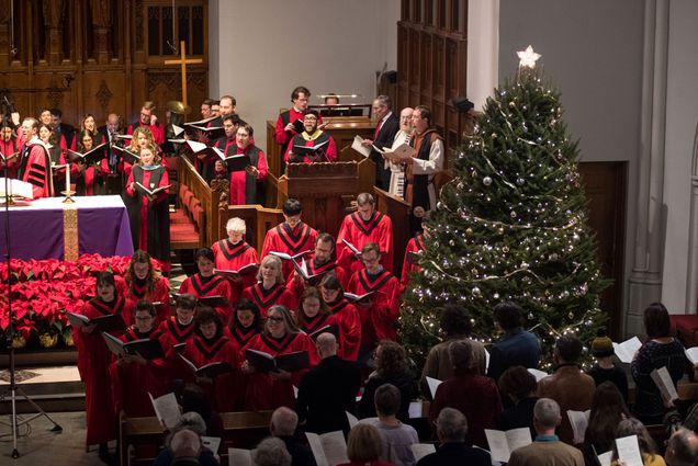 People gather in marsh chapel for the annual lessons and carols service