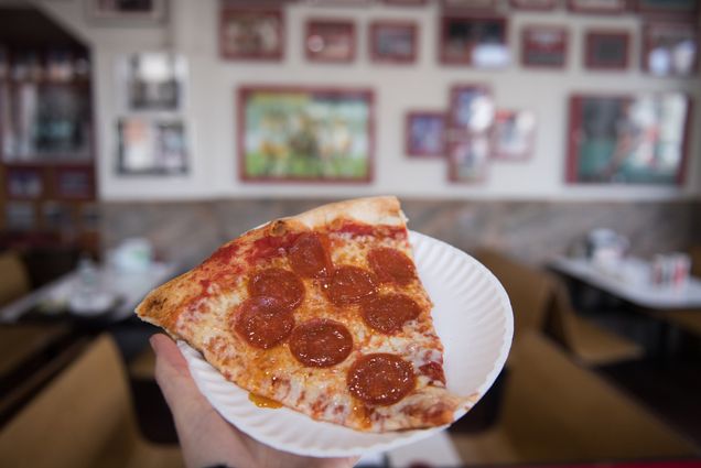 A slice of T. Anthony's pizza.