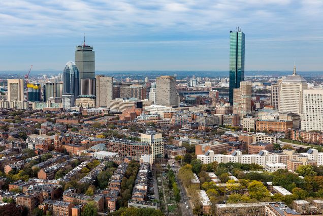 An aerial photo of Boston