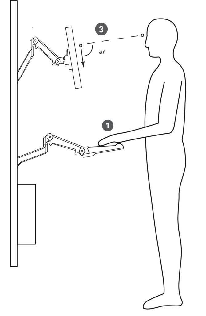 An illustration of a person using a standing desk