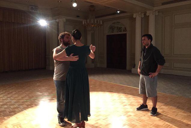 A behind the scenes photo from the film Offbeat
