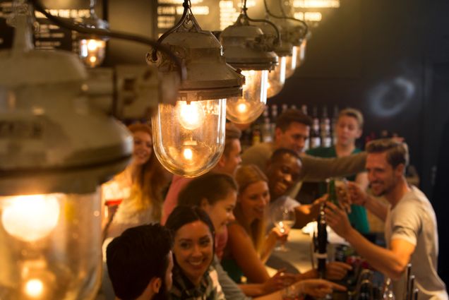 A photo of a crowded bar
