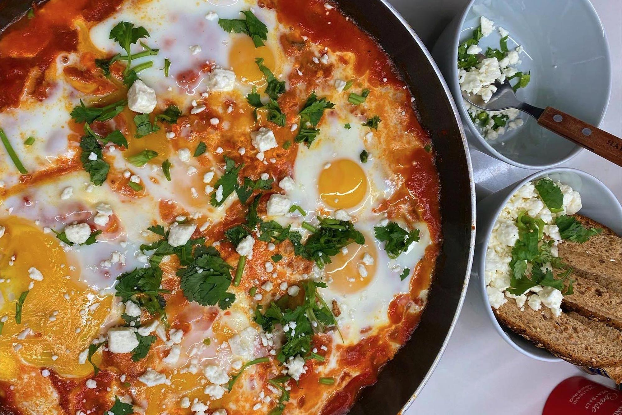 A photo of a pan of Shakshuka