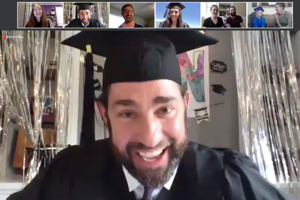 A photo of the graduation ceremony held on John Krasinski's Some Good News show