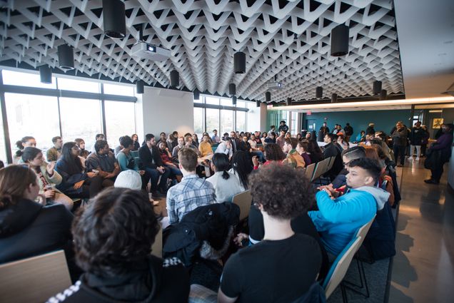 A photo of Coffee and Conversation at the new Howard Thurman Center