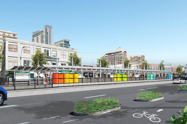 A rendering of the updated West Campus green line station on Commonwealth Ave.