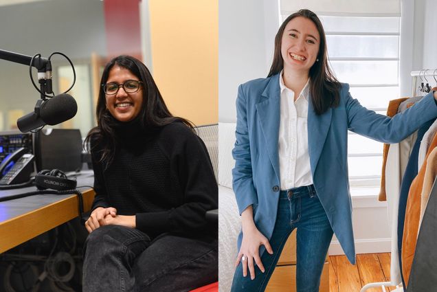 A composite of photos of Sarah Greisdorf and Sarika Ram