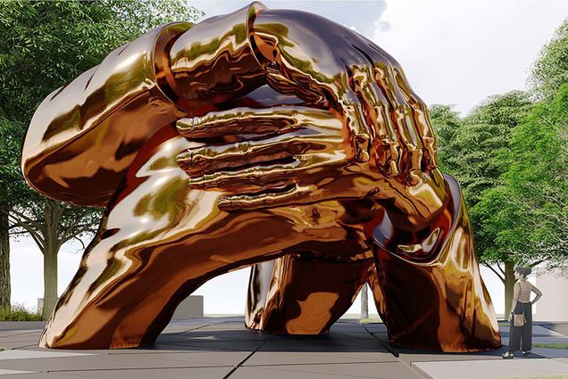 Artistic rendering of The Embrace MLK monument in Boston by Hank Willis Thomas with MASS Design Group