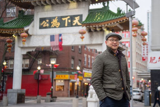 Ben Hires standing in Boston's Chinatown neighborhood