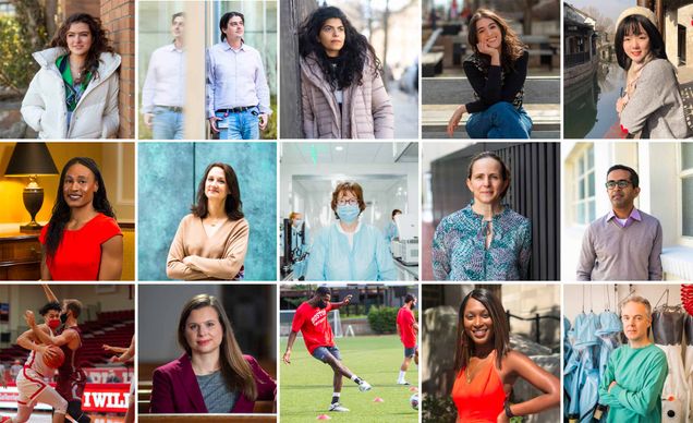 Grid of photos of the students, faculty and staff featured in the One Year Later: Lessons from the Pandemic video article