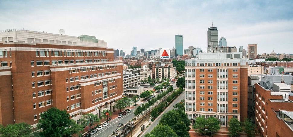 An aerial shot of Questrom School of Business