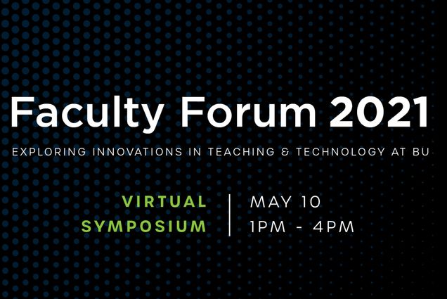 A graphic reading "Faculty Forum 2021" with the event date and time