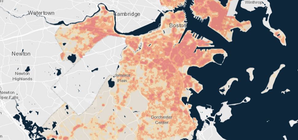 Heat map of the Boston metro area