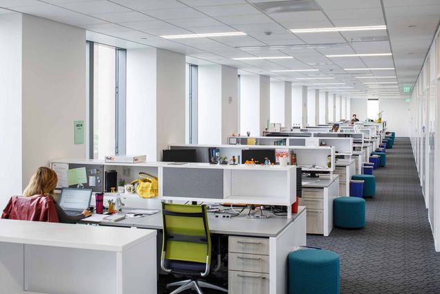 View of workstations in the Kilachand Center at Boston University